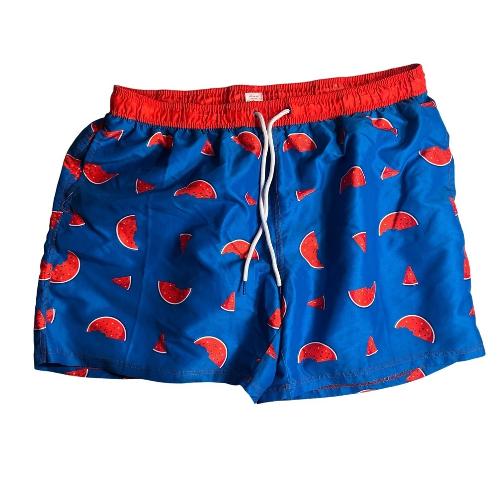 Celebrate brand Patriotic Blue swim trunks W/ Watermelons are sized XXL (44-46)
